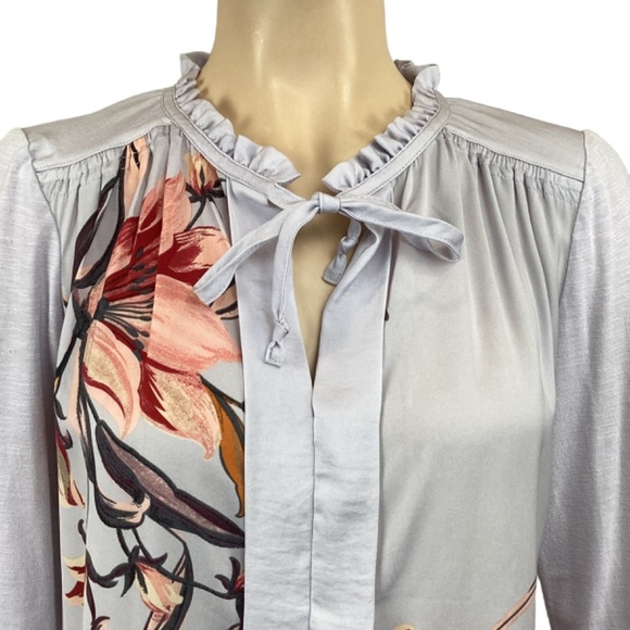 Anthropologie Meadow Rue Evella Lavender Tie Neck Blouse Size XS Xsmall - Picture 4 of 9